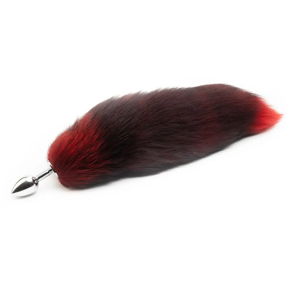 16" Black with Red Cat Tail Metal Plug