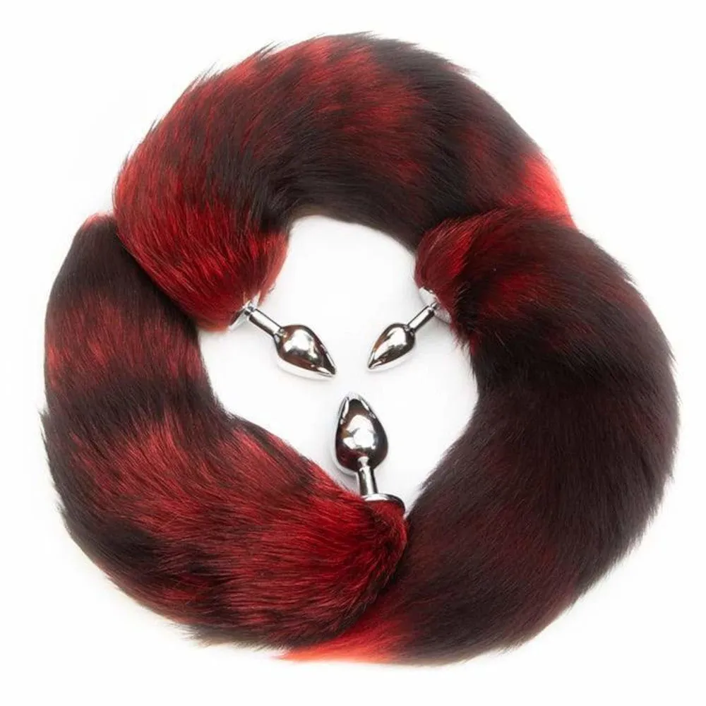 16" Black with Red Cat Tail Metal Plug