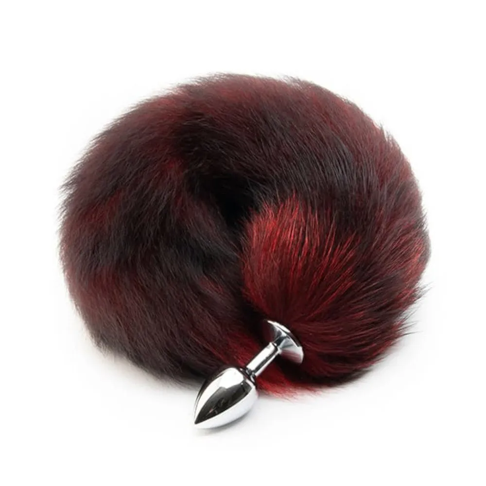 16" Black with Red Cat Tail Metal Plug