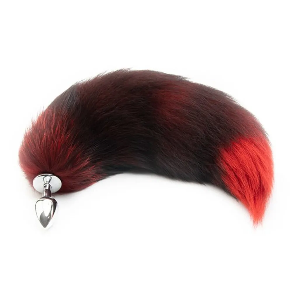 16" Black with Red Cat Tail Metal Plug