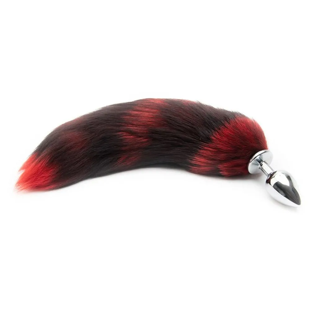 16" Black with Red Cat Tail Metal Plug