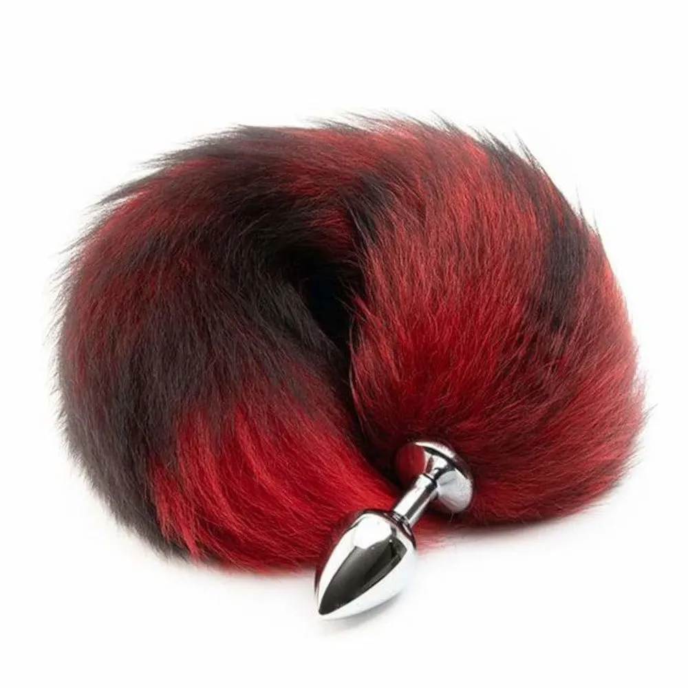 16" Black with Red Cat Tail Metal Plug