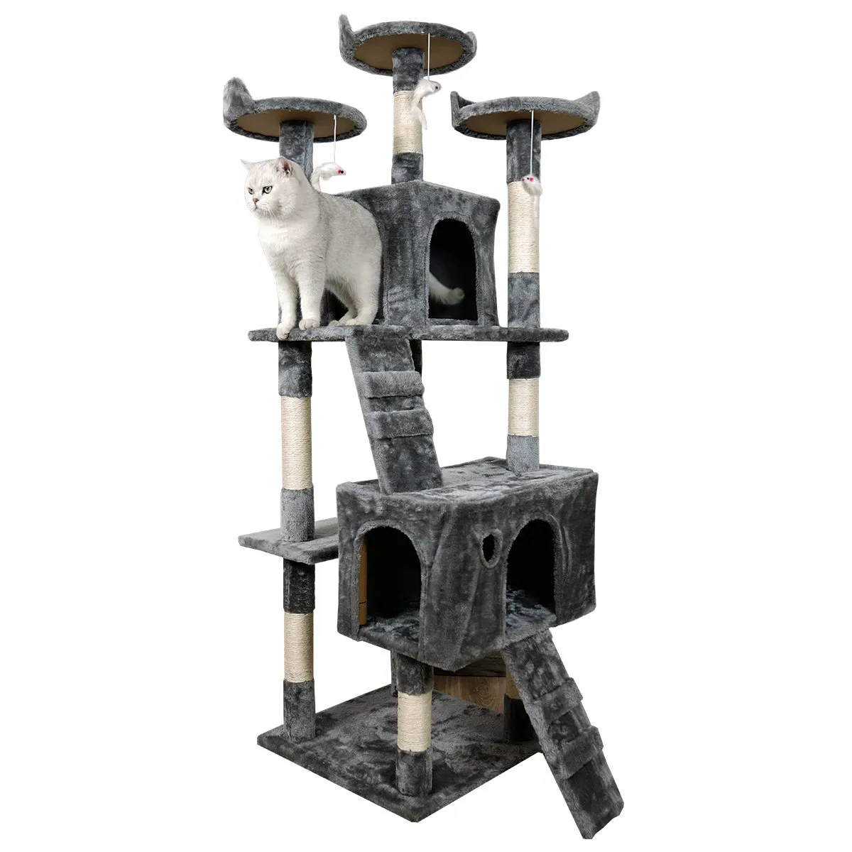 170cm Eco Cat Tree w/ Cubby Houses, Toys & Scratching Posts