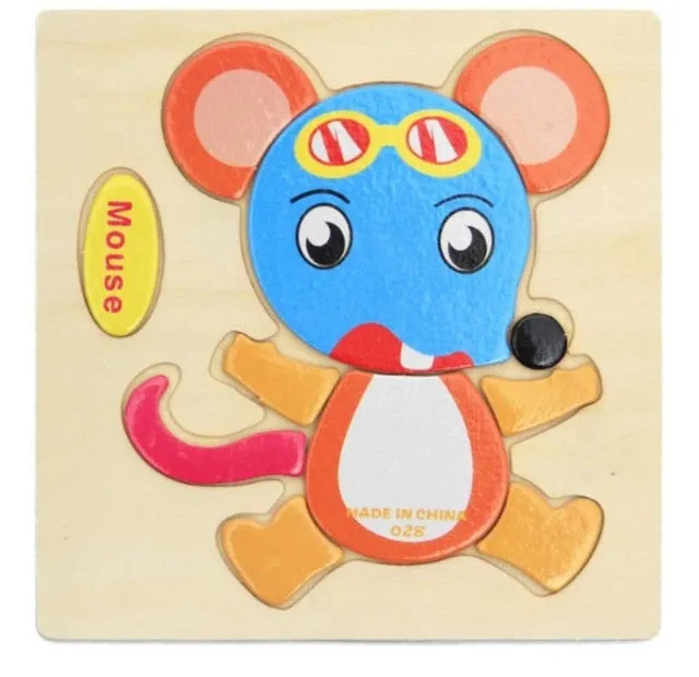 3D Wooden Puzzle Jigsaw Toys For Children Wood 3d Cartoon Animal  Puzzles Intelligence Kids Early Educational Toys for children