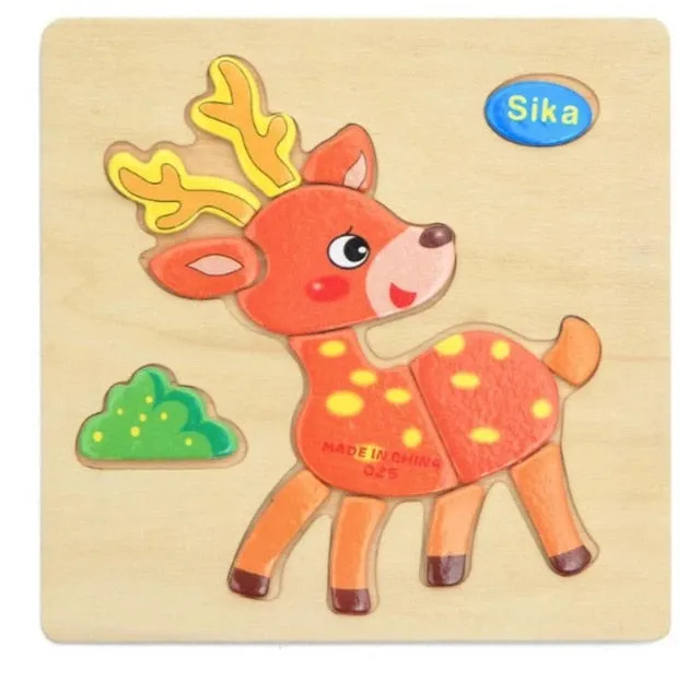 3D Wooden Puzzle Jigsaw Toys For Children Wood 3d Cartoon Animal  Puzzles Intelligence Kids Early Educational Toys for children