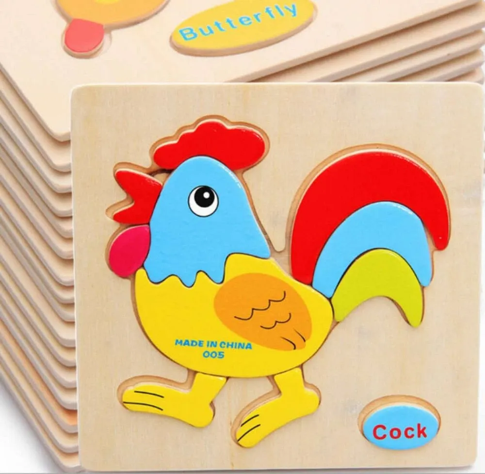 3D Wooden Puzzle Jigsaw Toys For Children Wood 3d Cartoon Animal  Puzzles Intelligence Kids Early Educational Toys for children