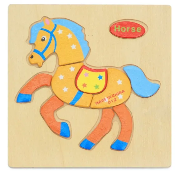 3D Wooden Puzzle Jigsaw Toys For Children Wood 3d Cartoon Animal  Puzzles Intelligence Kids Early Educational Toys for children