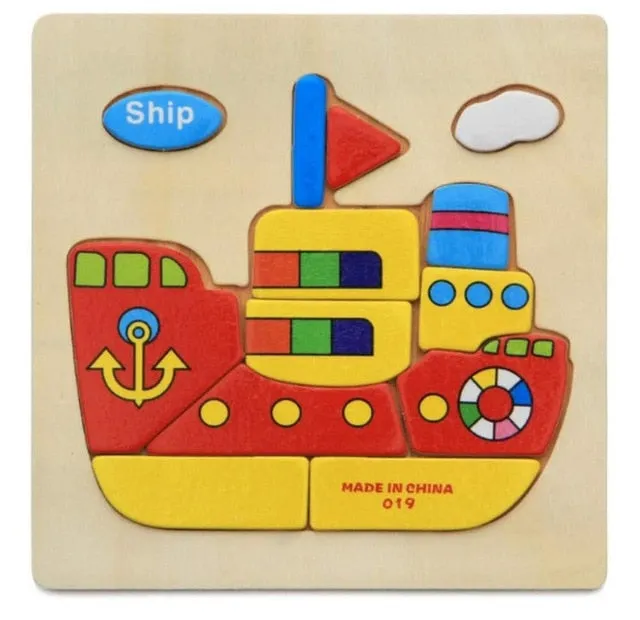 3D Wooden Puzzle Jigsaw Toys For Children Wood 3d Cartoon Animal  Puzzles Intelligence Kids Early Educational Toys for children