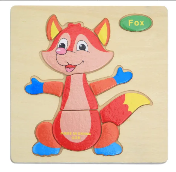 3D Wooden Puzzle Jigsaw Toys For Children Wood 3d Cartoon Animal  Puzzles Intelligence Kids Early Educational Toys for children