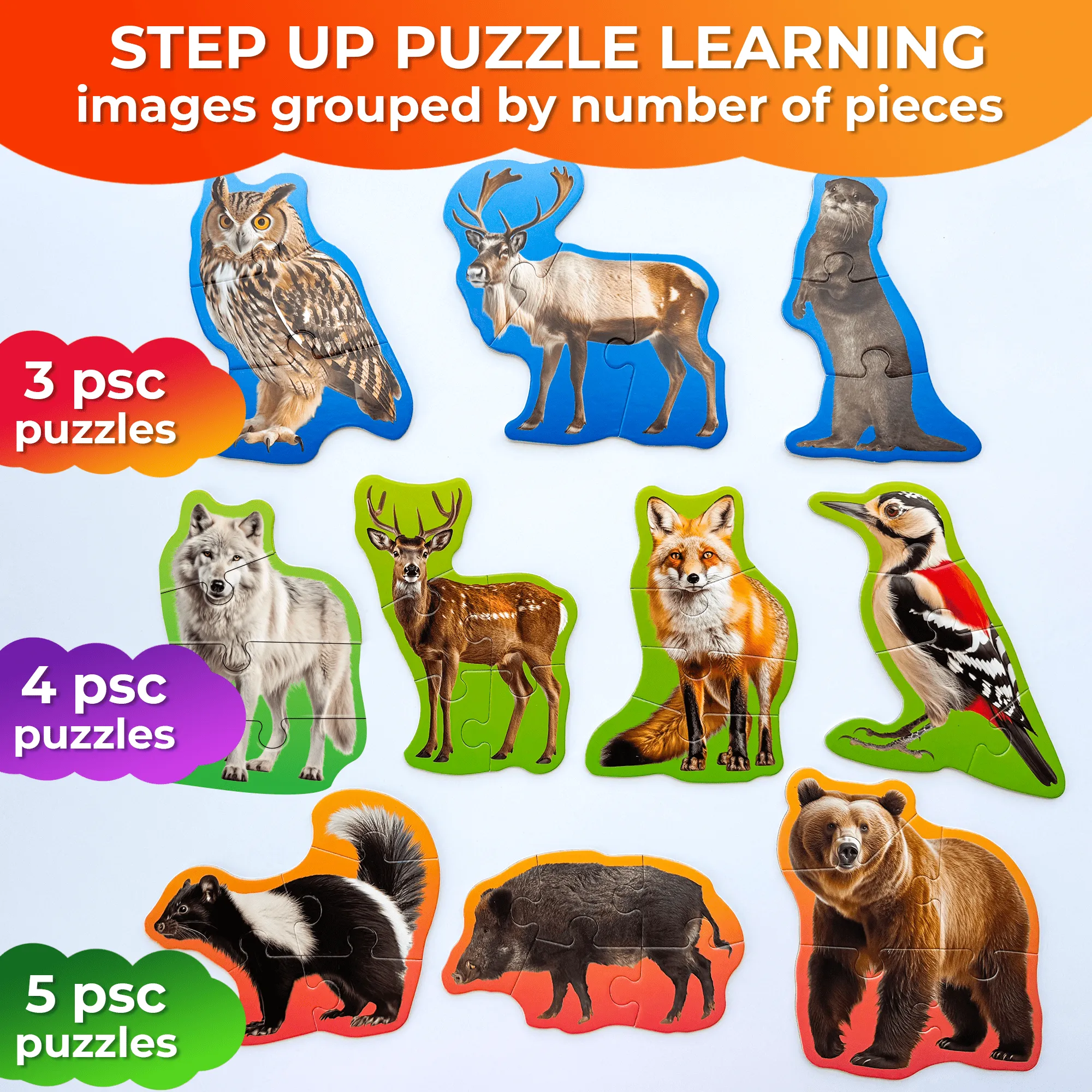 40 Piece Step Up Puzzles for Toddlers | Forest Animals