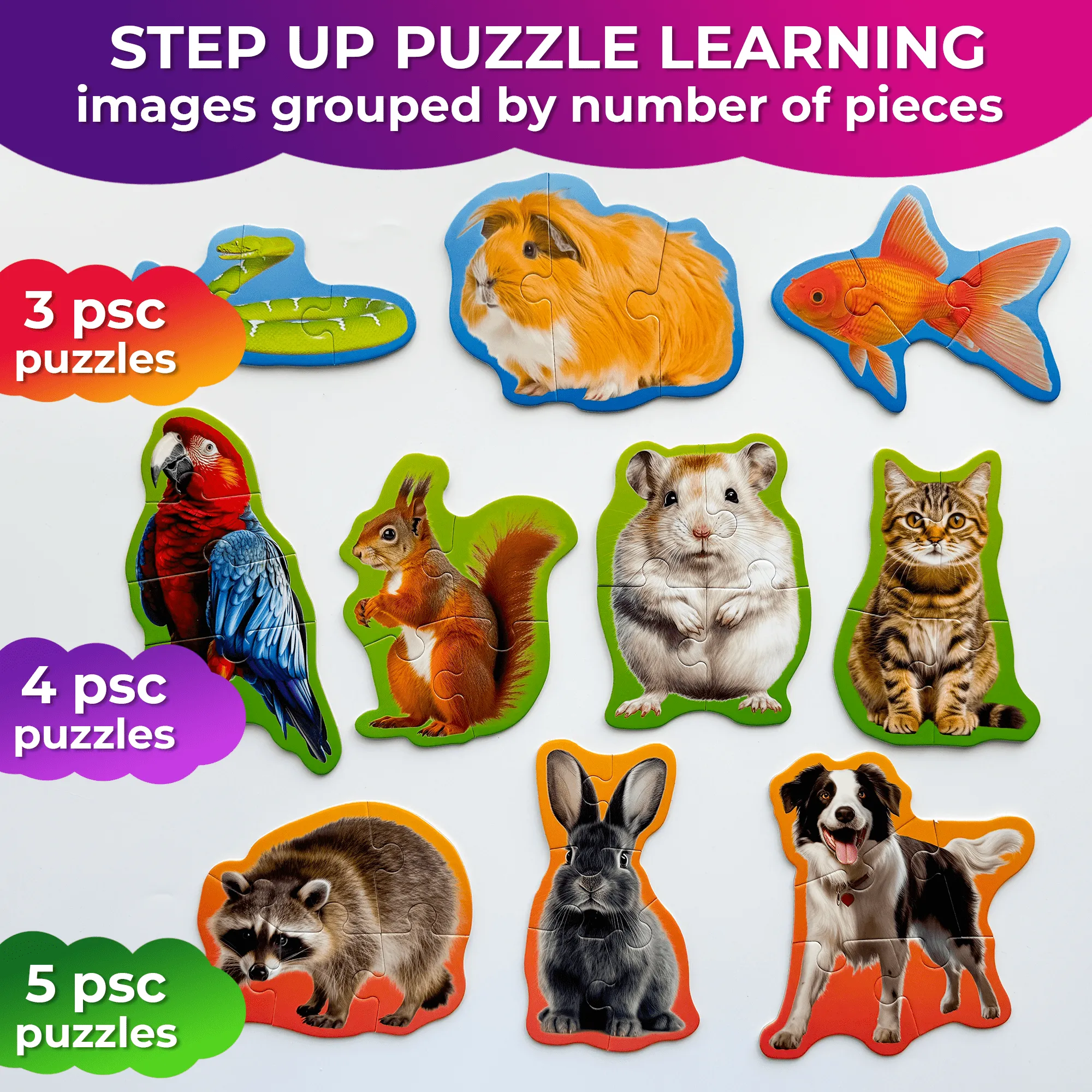 40 Piece Step Up Puzzles for Toddlers | Pets