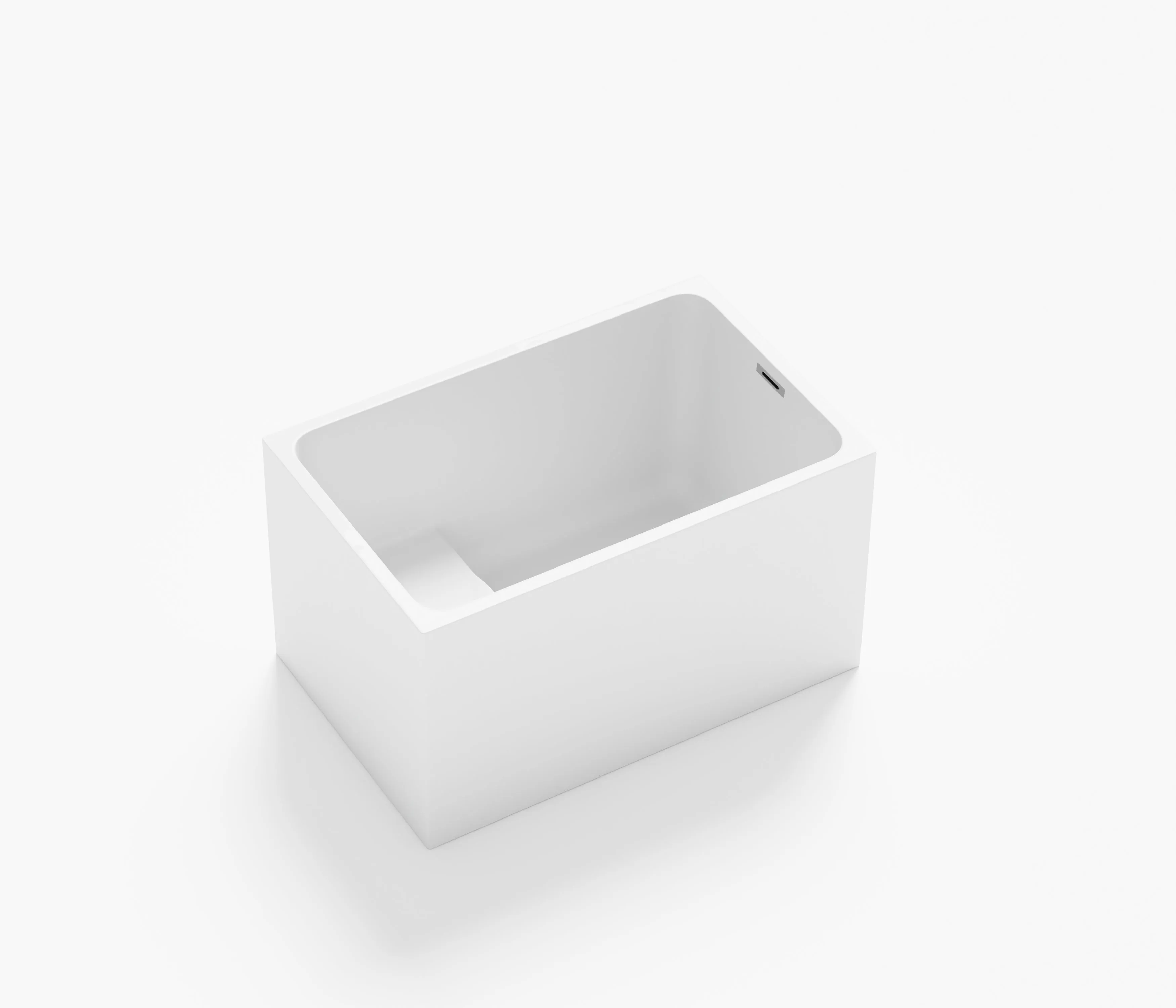 43" Acrylic Freestanding Bathtub with seat: Spacious rectangle Shape, Gloss White Finish, Chrome Overflow & Pop-Up Drain