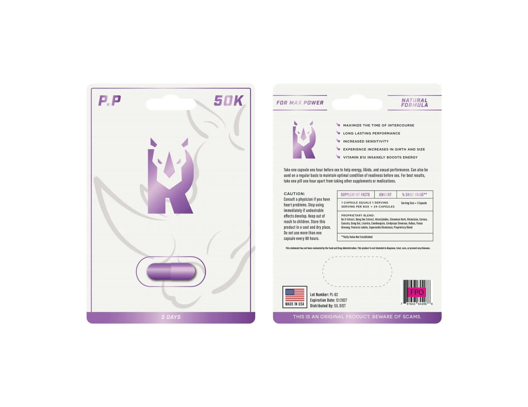 50K Pure Purple 1-Piece Pill for Male Sexual Enhancement | Original Product | Maximize Performance