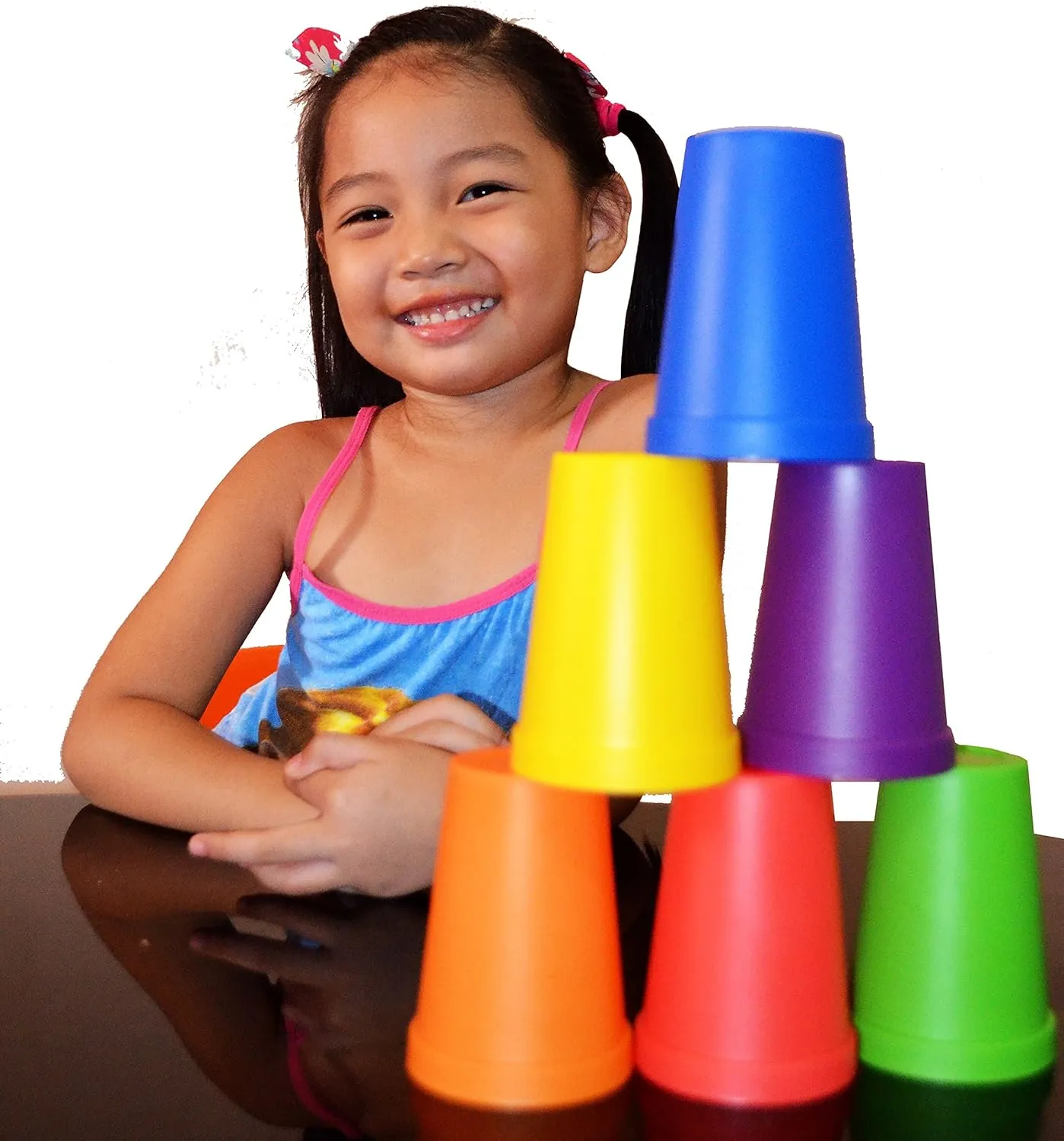 6 Rainbow Primary Color Identification, Sorting and Matching Cups by Skoolzy