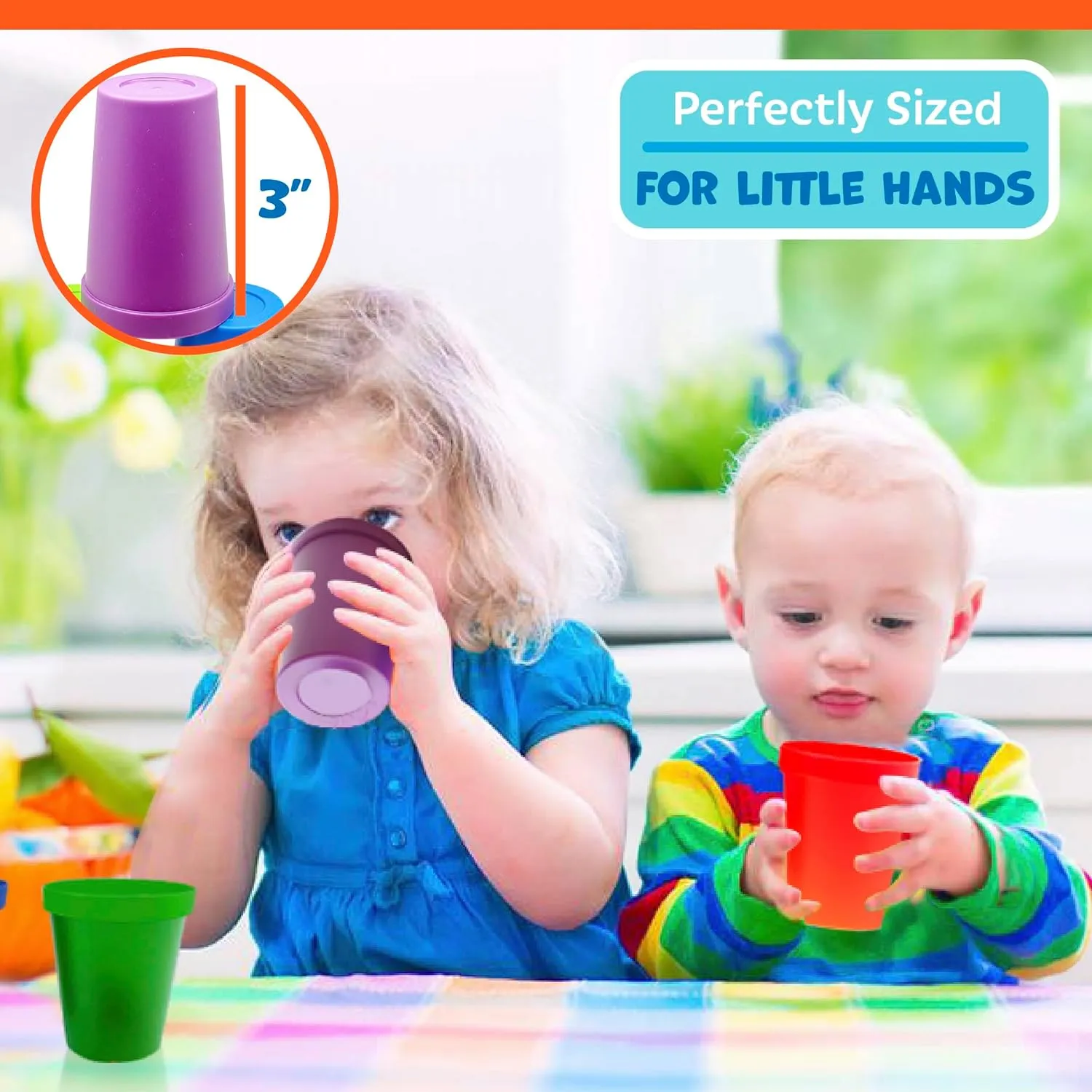 6 Rainbow Primary Color Identification, Sorting and Matching Cups by Skoolzy