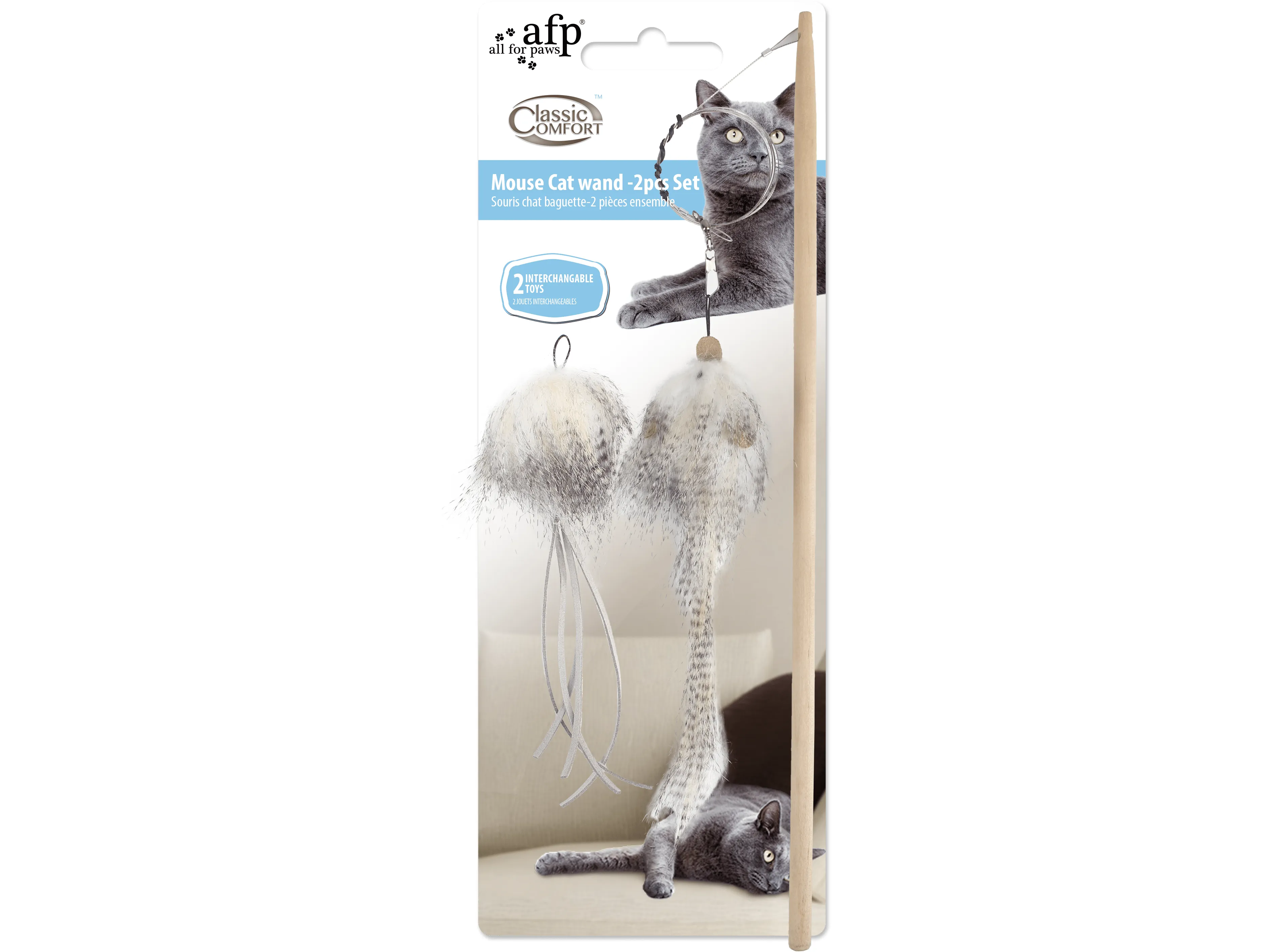 Afb Classic Comfort - Mouse Cat Wand -2Pcs Set