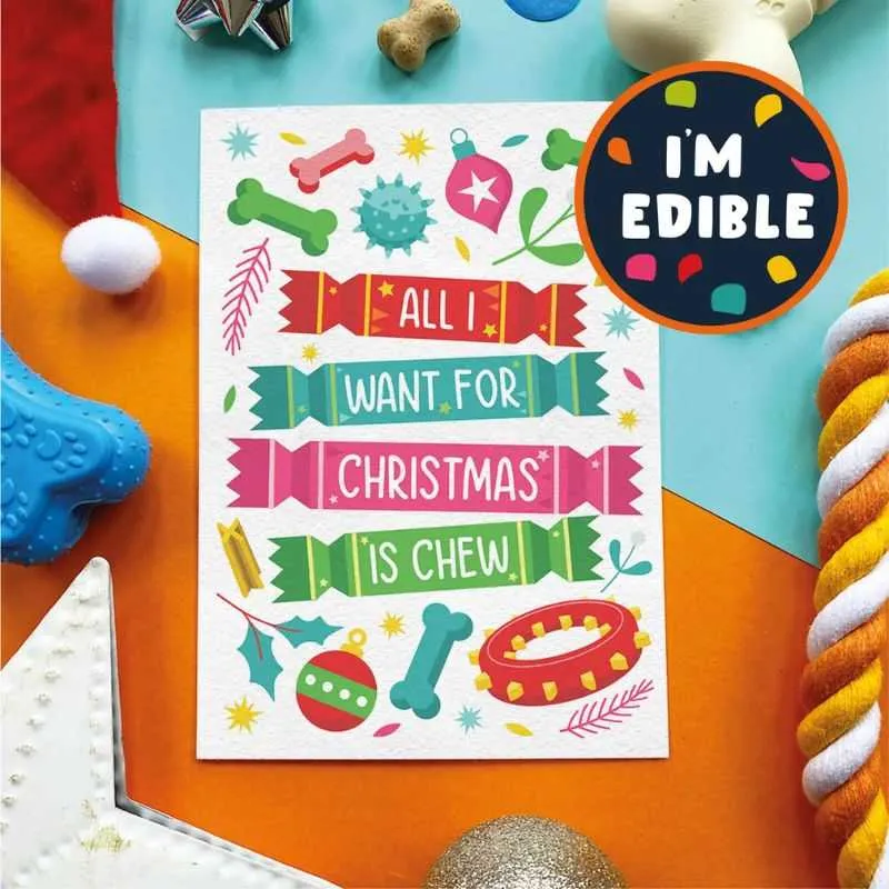 All I Want for Christmas Edible Dog Greeting Card - Chicken