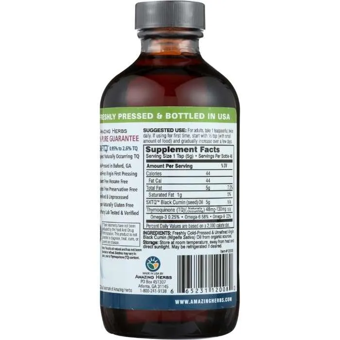 Amazing Herbs - Premium Black Seed Oil, 8 fl oz