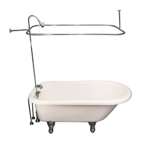 Andover 60″ Acrylic Roll Top Tub Kit in Bisque – Polished Chrome Accessories