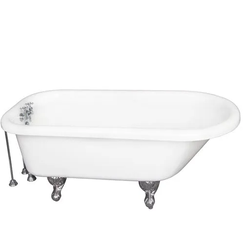 Anthea 60″ Acrylic Roll Top Tub Kit in White – Polished Chrome Accessories