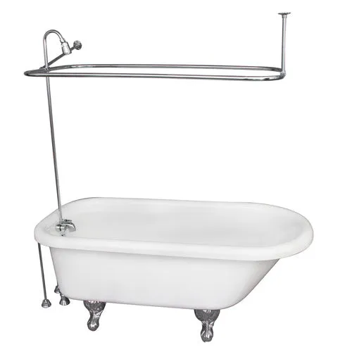 Anthea 60″ Acrylic Roll Top Tub Kit in White – Polished Chrome Accessories