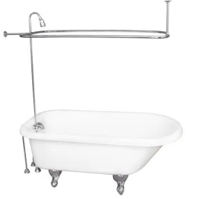 Anthea 60″ Acrylic Roll Top Tub Kit in White – Polished Chrome Accessories