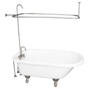 Asia 67″ Acrylic Roll Top Tub Kit in White – Brushed Nickel Accessories