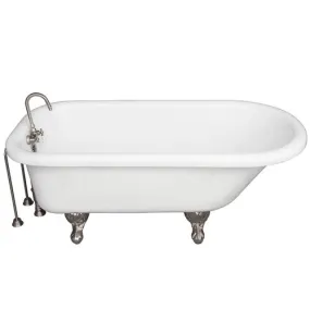 Atlin 67″ Acrylic Roll Top Tub Kit in White – Brushed Nickel Accessories