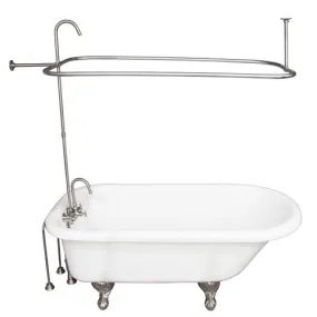 Atlin 67″ Acrylic Roll Top Tub Kit in White – Brushed Nickel Accessories