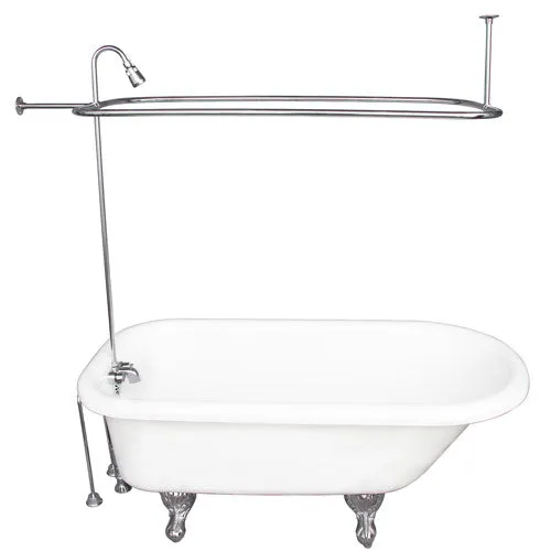 Atlin 67″ Acrylic Roll Top Tub Kit in White – Polished Chrome Accessories