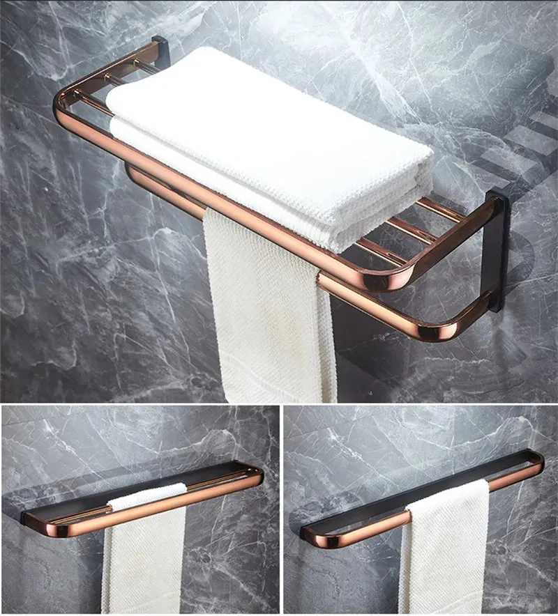 Bath Hardware Accessory Brass Towel Rack Corner Shelf Bath Accessory