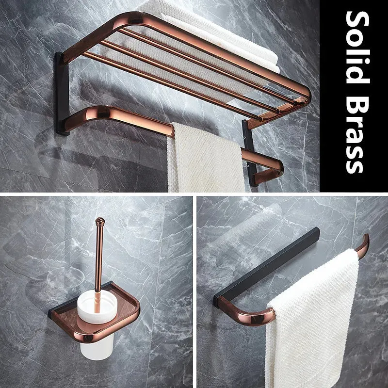 Bath Hardware Accessory Brass Towel Rack Corner Shelf Bath Accessory