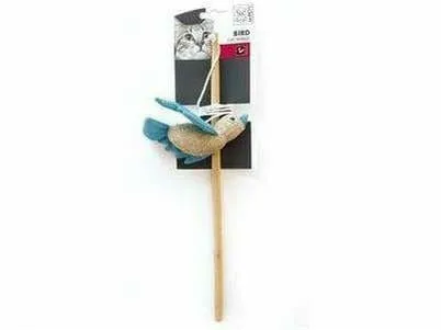 BIRD CAT WAND -  35 CM YELLOW, GREEN, BLUE, PINK