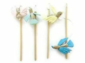 BIRD CAT WAND -  35 CM YELLOW, GREEN, BLUE, PINK