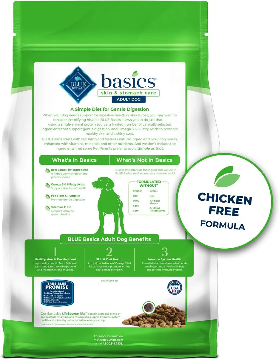 Blue Buffalo Basics Skin & Stomach Care Adult Grain-Free Lamb & Potato Recipe Dry Dog Food