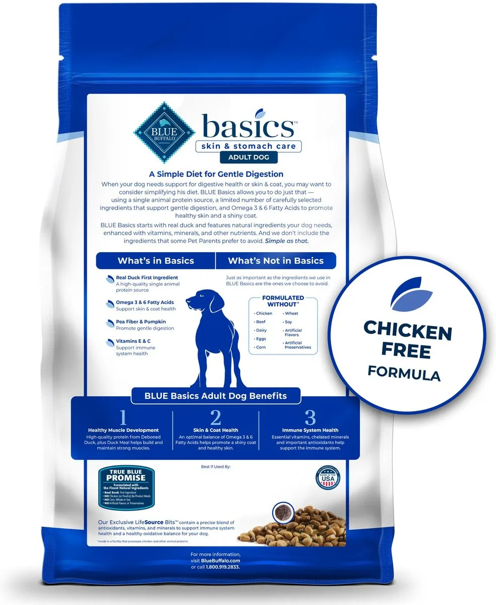 Blue Buffalo Basics Skin & Stomach Care Grain-Free Formula Duck & Potato Recipe Adult Dry Dog Food