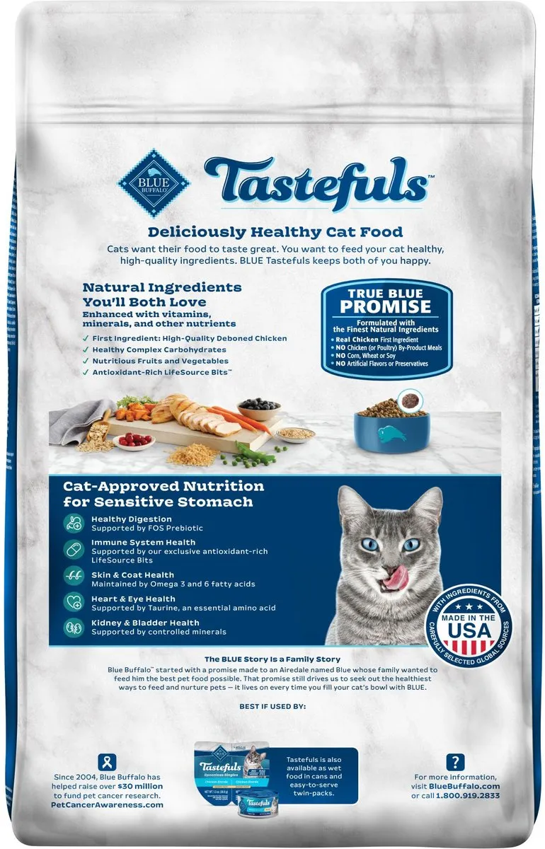 Blue Buffalo Tastefuls Adult Cat Sensitive Stomach Chicken & Brown Rice Recipe Dry Food