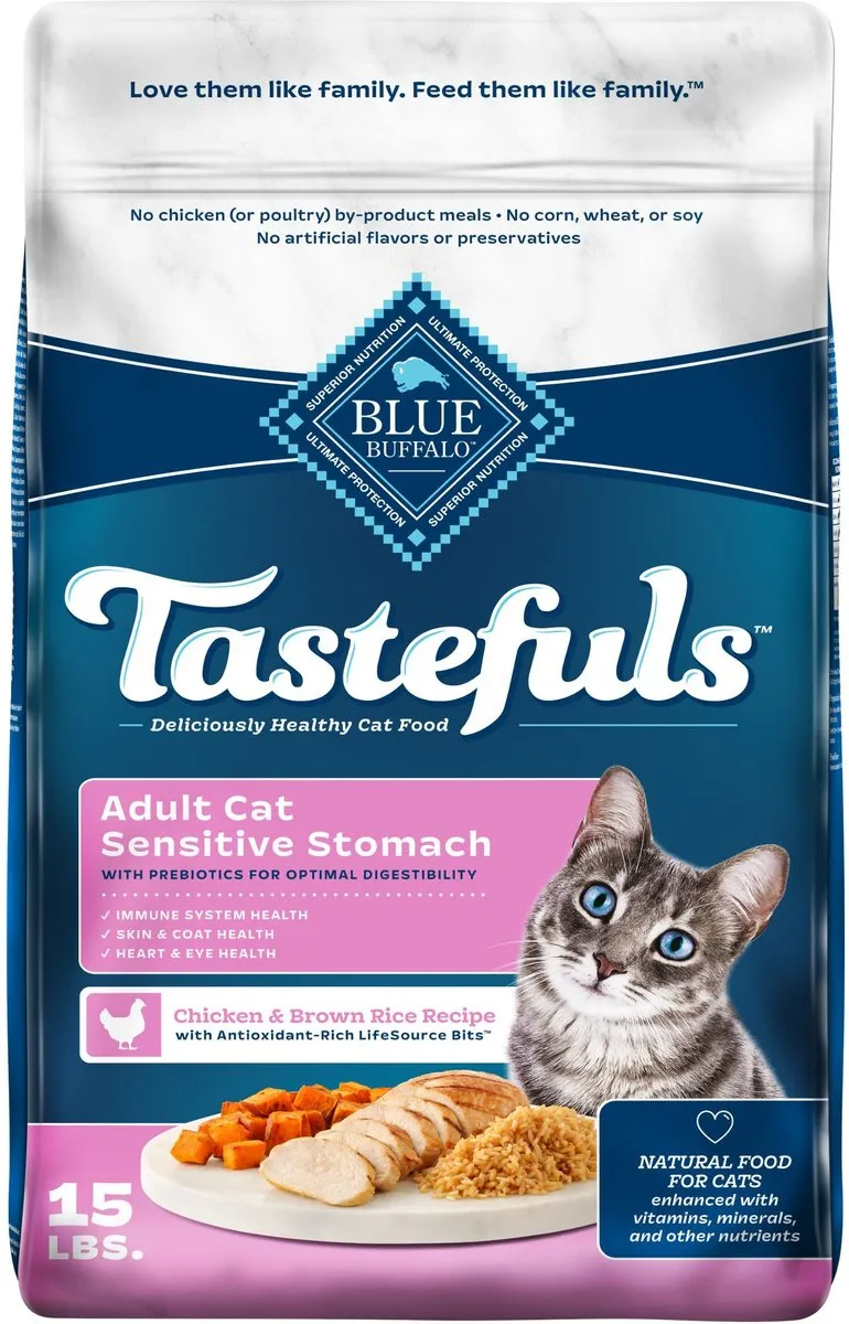 Blue Buffalo Tastefuls Adult Cat Sensitive Stomach Chicken & Brown Rice Recipe Dry Food