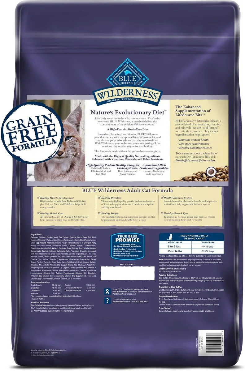 Blue Buffalo Wilderness Grain Free Chicken Recipe Dry Cat Food