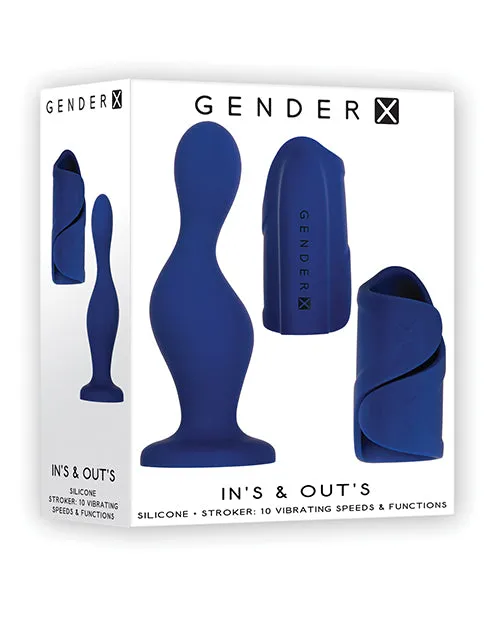 Blue Silicone Vibrating Stroker Gender X In's & Out's