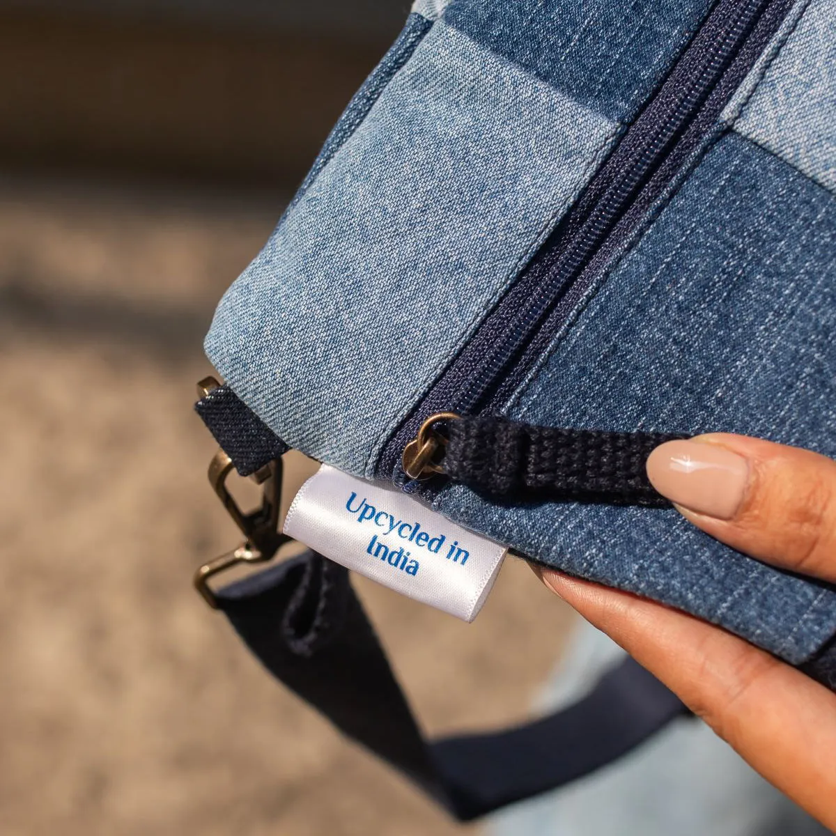 Blue - Upcycled Eco friendly Patched Fanny pack/Waist Pouch