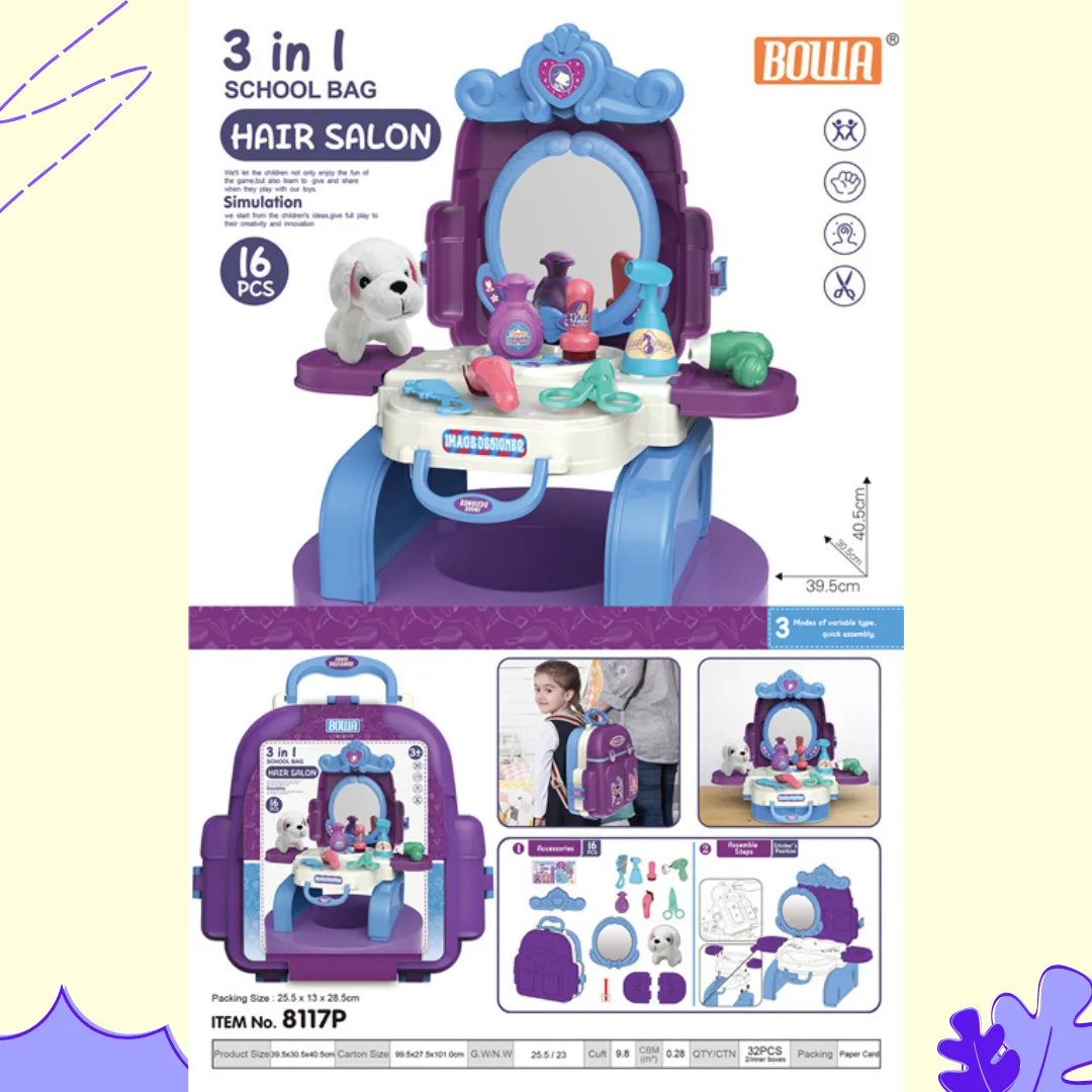 BOWA 3 in 1 Hair Salon School Bag 3 