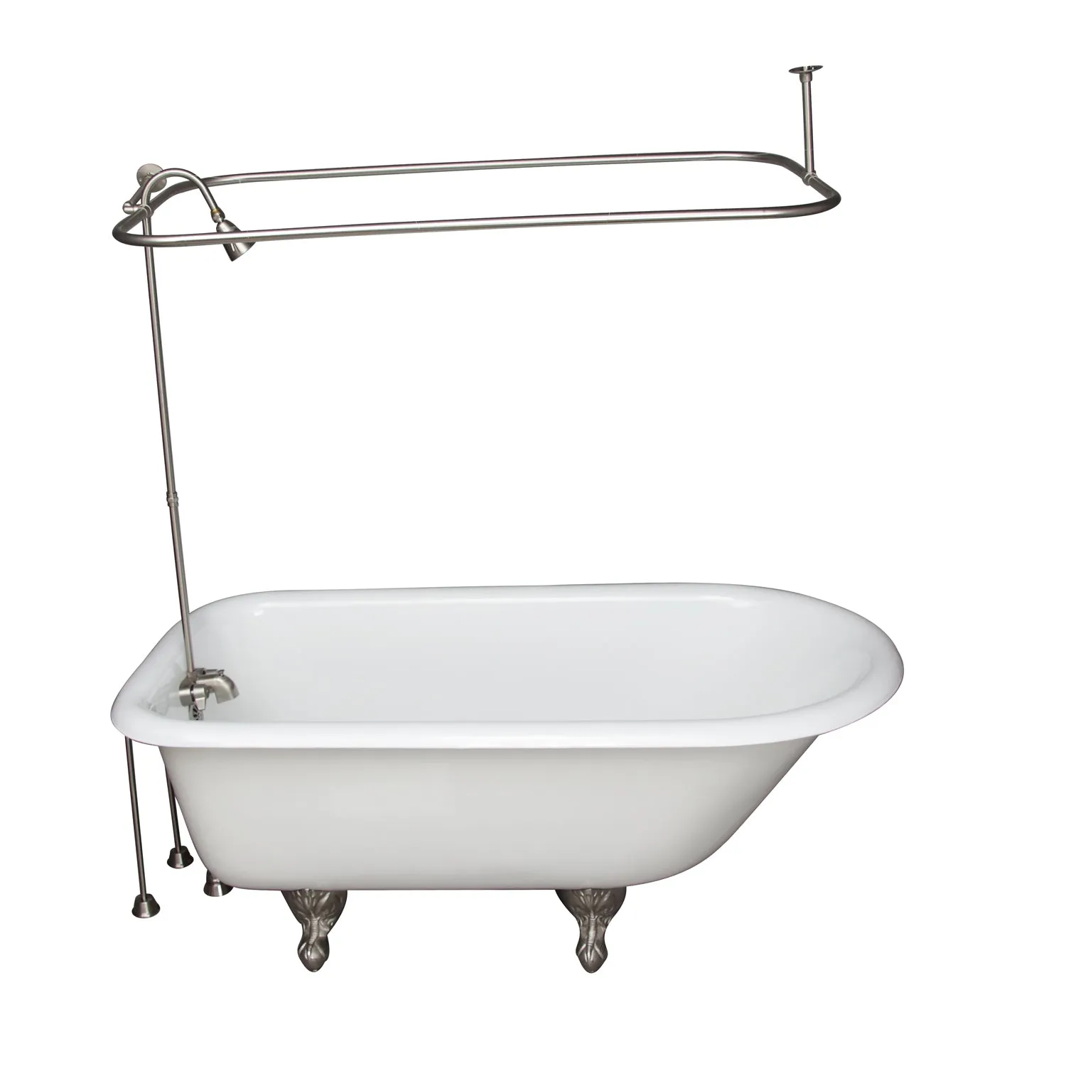 Brocton 65″ Cast Iron Roll Top Tub Kit – Brushed Nickel Accessories