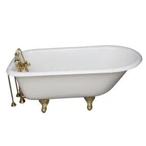 Brocton 65″ Cast Iron Roll Top Tub Kit – Polished Brass Accessories