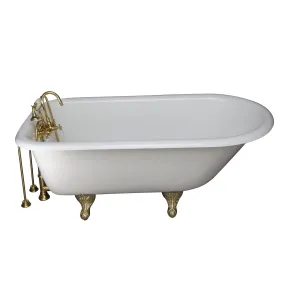 Brocton 65″ Cast Iron Roll Top Tub Kit – Polished Brass Accessories