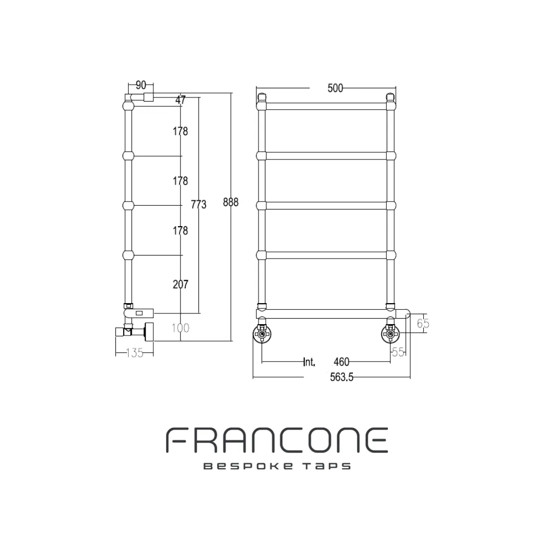 BTR19 5 bars Dual fuel traditional heated towel rail