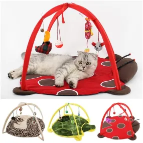 Cat Play Mat With Hanging Toys Activity Center For Bored Cats