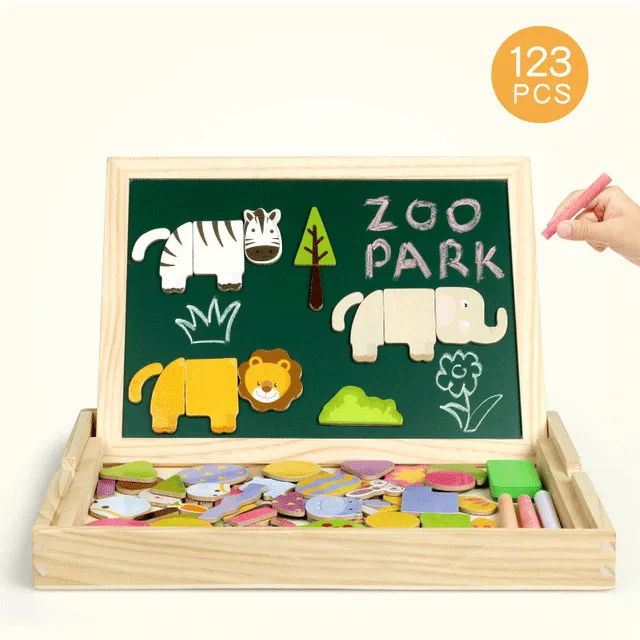 Children drawing magnetic board puzzle Animal forest puzzle boy girl gift baby building blocks educational toys