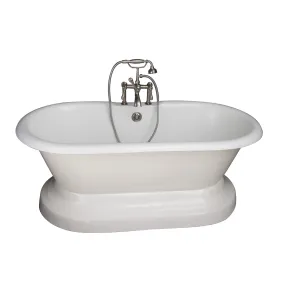 Columbus 61" Cast Iron Double Roll Top Tub Kit-Brushed Nickel Accessories