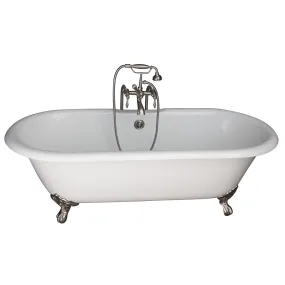 Columbus 61" Cast Iron Double Roll Top Tub Kit-Brushed Nickel Accessories